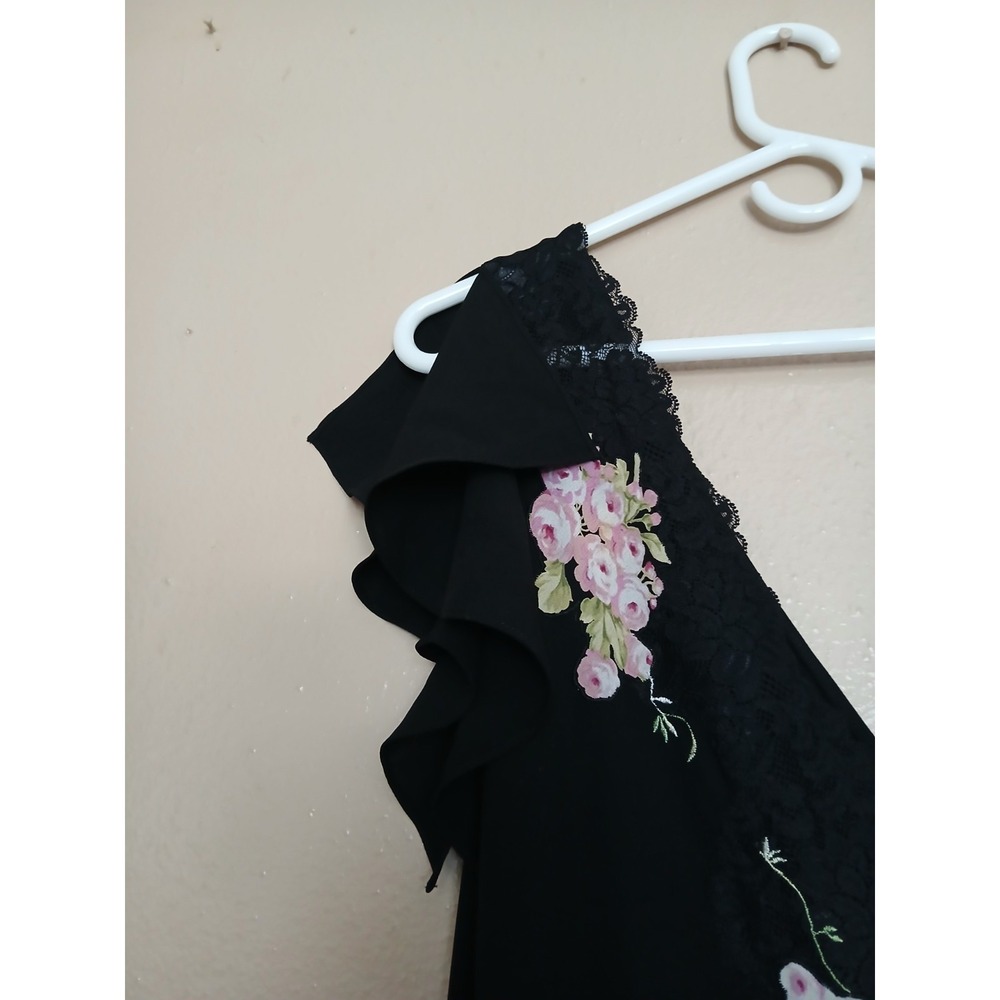 Oscar De La Renta Slip Dress XL Chiffon Floral Lace Maxi Nightgown Lingerie VTG - Picture 14 of 14